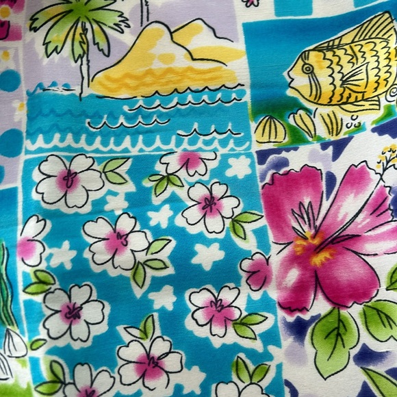 Silkland brand 100% silk tropical print lined ankle pants.  Size 12. - Picture 5 of 13